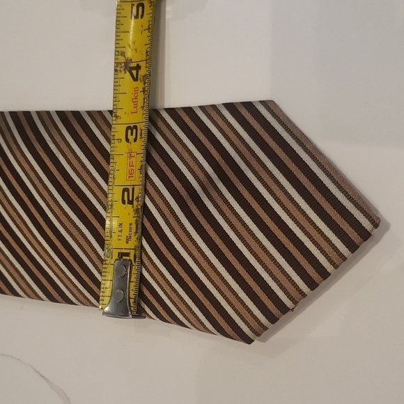 Hugo Boss Tie Brown Diagonal Stripes 100% Silk Italy 57"long 3.25"w - Picture 7 of 7